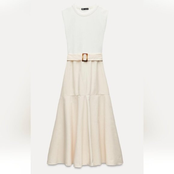 ZARA COMBINATION BELTED DRESS - Picture 3 of 7